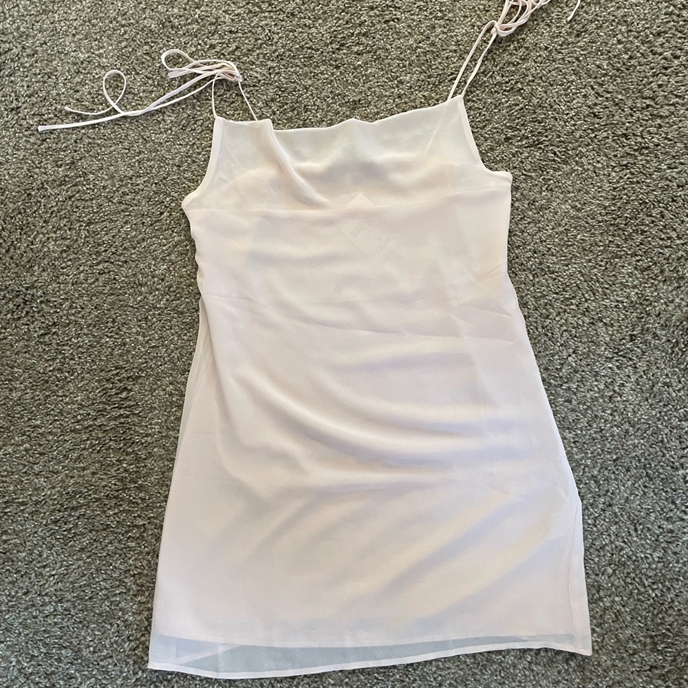 Light Pink Satin Dress with Tie Straps